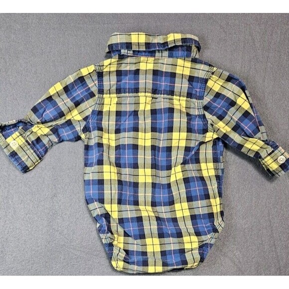 OshKosh B'Gosh Baby Boys Button Up Collar Size 6 Months Plaid Blue Long Sleeve - Picture 4 of 6